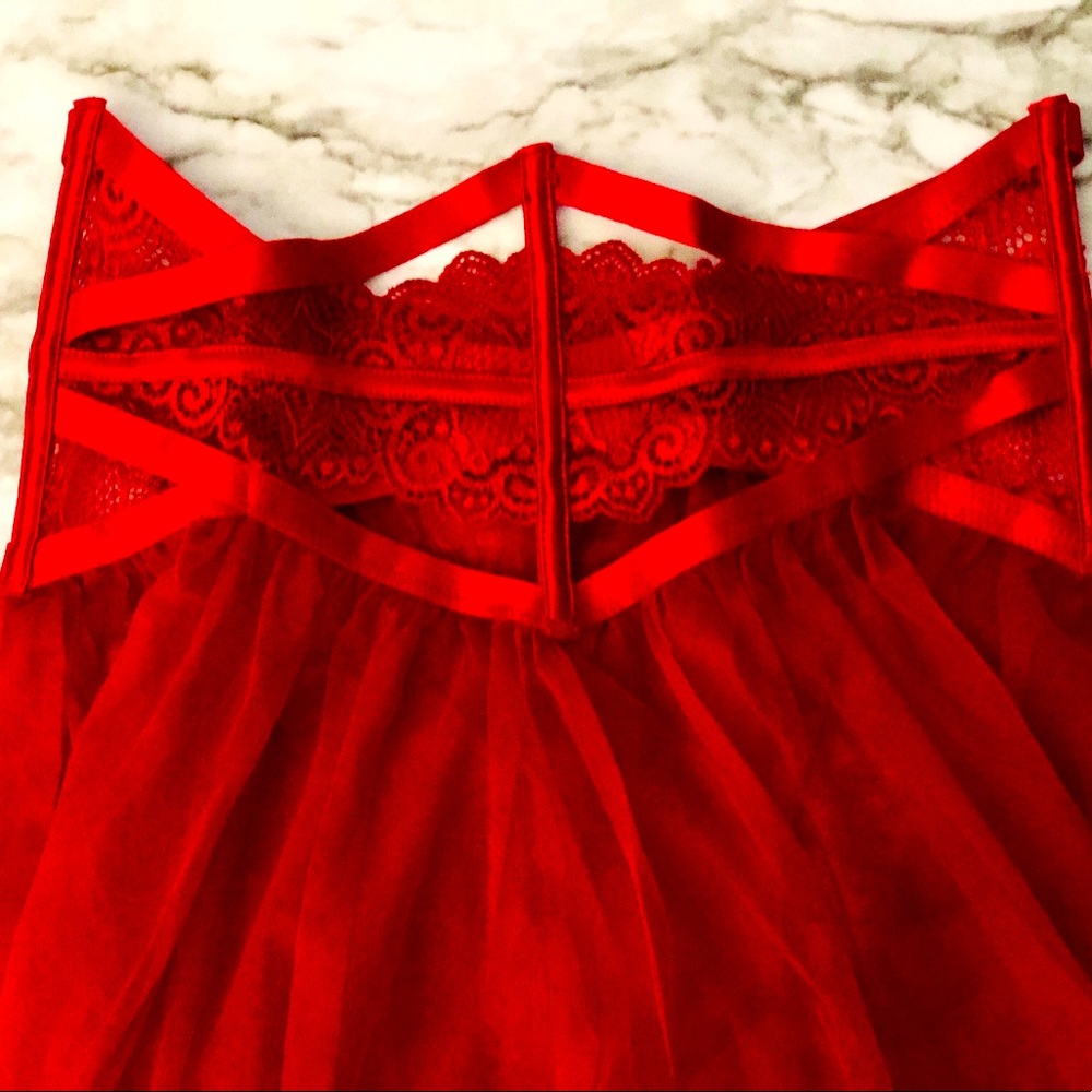 NWOT - Aisling Reine - Harmony in Red - lace waist cincher w/ mesh skirt - Picture 2 of 4